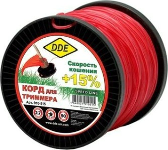 Леска триммерная DDE Speed line (2,7 ммх90 м; звезда; красная) [910-515]
