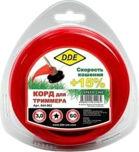 Леска триммерная DDE Speed line (3,0 ммх60 м; звезда; красная) [644-962]
