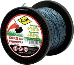 Леска триммерная DDE Steel rod line (2,0 ммх120 м; крест витой армир.; голубая/красна) [645-136]