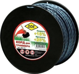 Леска триммерная DDE Steel rod line (3,0 ммх160м; крест витой армир.; голубая/красная) [645-174]