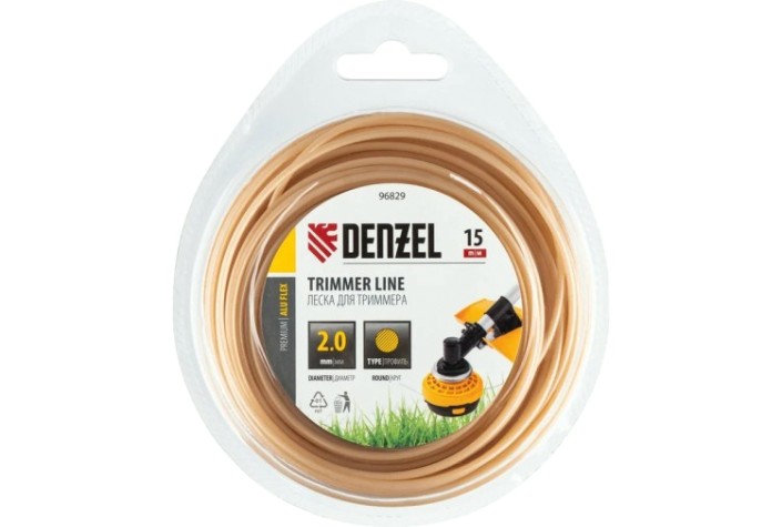 Леска триммерная Denzel ALUFLEX армированная алюминием круглая, 2,0 мм х 15 м. [96829]