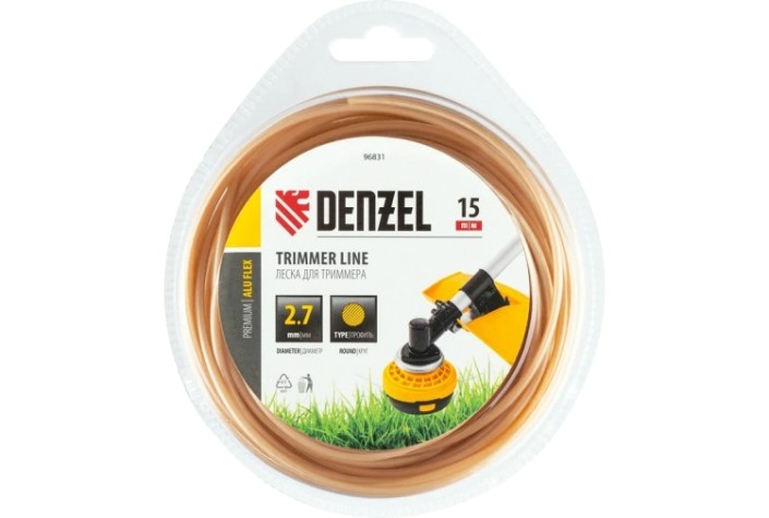 Леска триммерная Denzel ALUFLEX армированная алюминием круглая, 2,7 мм х 15 м. [96831]