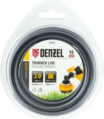 Леска триммерная Denzel ALUFLEX армированная алюминием квадратная, 2,0 мм х15 м. [96833]