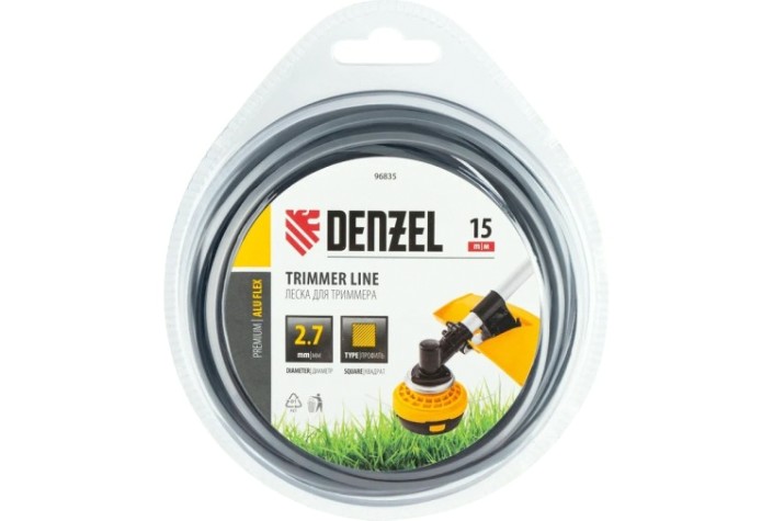 Леска триммерная Denzel ALUFLEX армированная алюминием квадратная, 2,7 мм х 15 м. [96835]