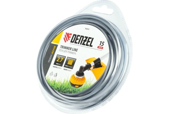 Леска триммерная Denzel ALUFLEX армированная алюминием квадратная, 2,7 мм х 15 м. [96835]