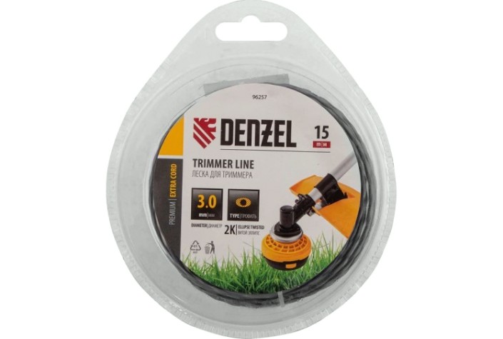 Леска триммерная Denzel EXTRA CORD двухкомпонентная эллипс, 3,0 мм х 15 м. [96257]