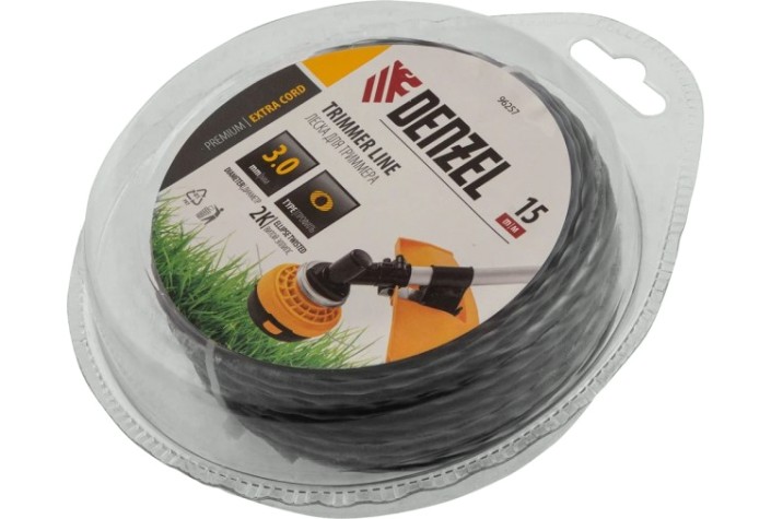 Леска триммерная Denzel EXTRA CORD двухкомпонентная эллипс, 3,0 мм х 15 м. [96257]