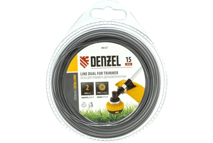 Леска триммерная Denzel EXTRA CORD двухкомпонентная круглая 2,0 мм 15 м. [96127]