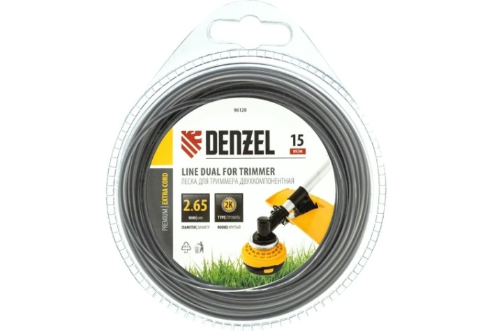 Леска триммерная Denzel EXTRA CORD двухкомпонентная круглая 2,65 мм 15 м. [96128]