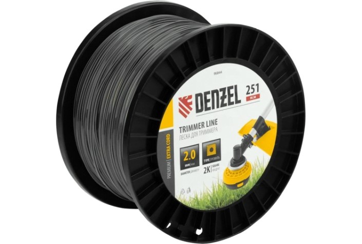 Леска триммерная Denzel EXTRA CORD двухкомпонентная квадрат, 2,0 мм х 251 м. [96844]