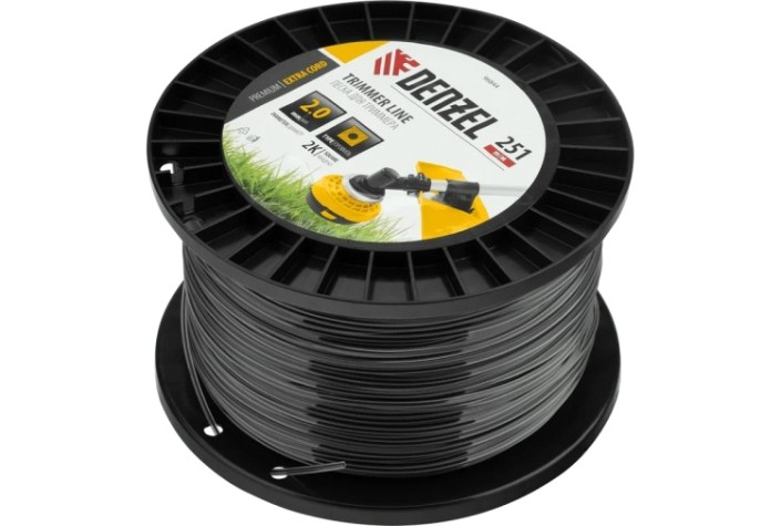 Леска триммерная Denzel EXTRA CORD двухкомпонентная квадрат, 2,0 мм х 251 м. [96844]