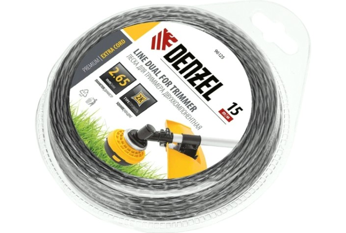 Леска триммерная Denzel EXTRA CORD двухкомпонентная квадрат 2,65 мм 15 м. [96125]