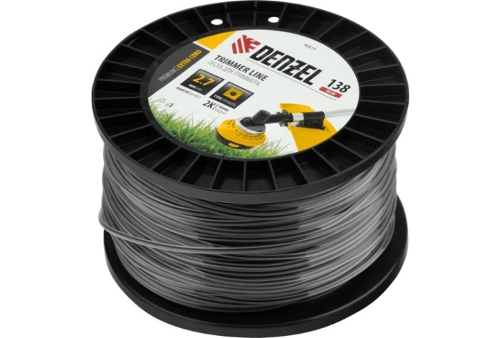 Леска триммерная Denzel EXTRA CORD двухкомпонентная квадрат, 2,7 мм х 138 м. [96819]