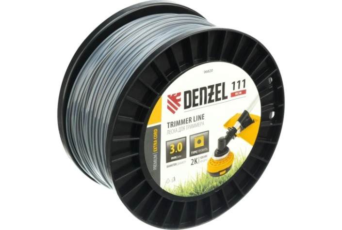 Леска триммерная Denzel EXTRA CORD двухкомпонентная квадрат, 3,0 мм х 111 м. [96820]