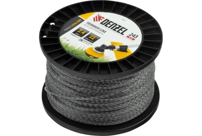 Леска триммерная Denzel EXTRA CORD двухкомпонентная витой квадрат, 2,4 мм х 243 м. [96823]