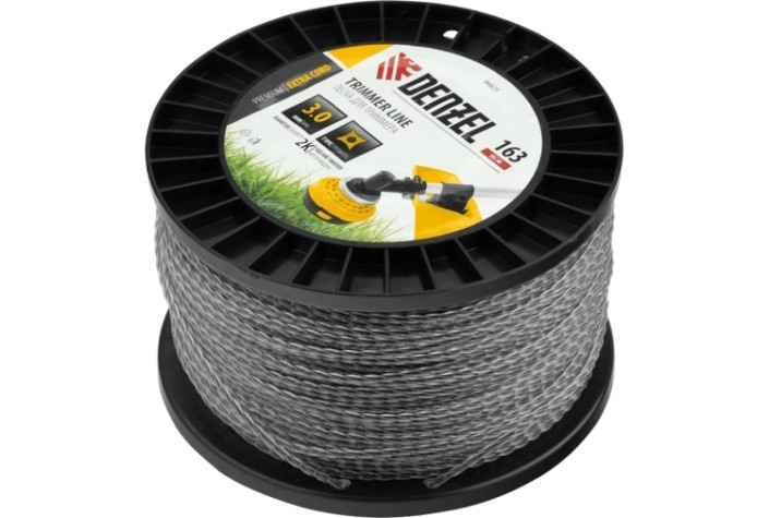 Леска триммерная Denzel EXTRA CORD двухкомпонентная витой квадрат, 3,0 мм х 163 м. [96825]