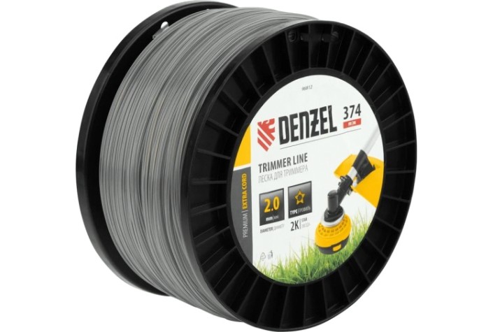 Леска триммерная Denzel EXTRA CORD двухкомпонентная звезда, 2,0 мм х 374 м. [96812]