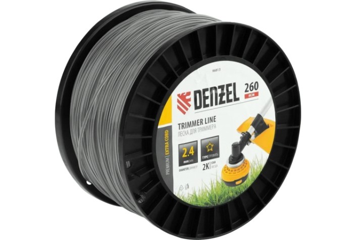 Леска триммерная Denzel EXTRA CORD двухкомпонентная звезда, 2,4 мм х 260 м. [96813]