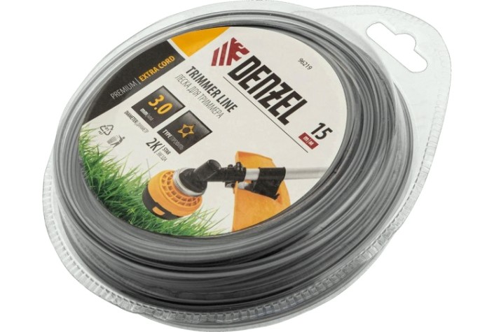 Леска триммерная Denzel EXTRA CORD двухкомпонентная звезда, 3,0 мм х 15 м. [96219]