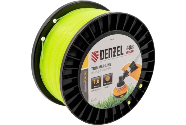 Леска триммерная Denzel FLEX CORD круглая, 1,6 мм х 408 м. [96268]