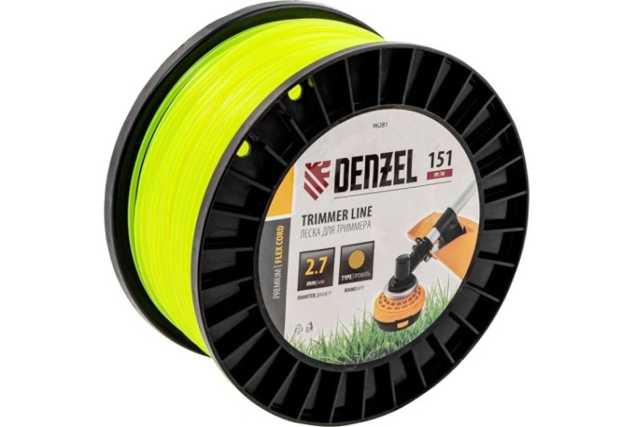 Леска триммерная Denzel FLEX CORD круглая, 2,7 мм х 151 м. [96281]