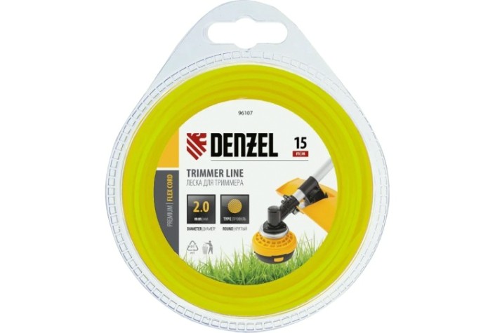 Леска триммерная Denzel FLEX CORD круглая 2 мм х15 м. [96107]