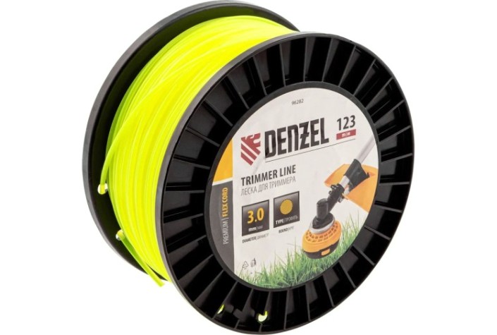 Леска триммерная Denzel FLEX CORD круглая, 3,0 мм х 123 м. [96282]
