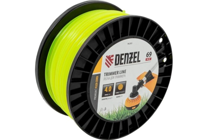 Леска триммерная Denzel FLEX CORD круглая, 4,0 мм х 69 м. [96283]