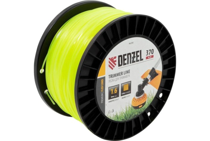 Леска триммерная Denzel FLEX CORD квадрат 1,6 мм х 370 м. [96290]