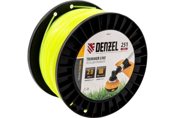 Леска триммерная Denzel FLEX CORD квадрат, 2,0 мм х 251 м. [96291]
