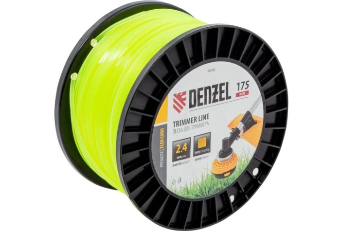 Леска триммерная Denzel FLEX CORD квадрат, 2,4 мм х 175 м. [96292]