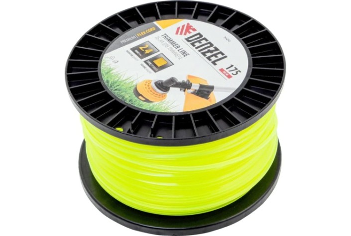 Леска триммерная Denzel FLEX CORD квадрат, 2,4 мм х 175 м. [96292]