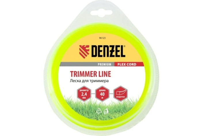 Леска триммерная Denzel FLEX CORD квадрат 2,4 мм х 40 м [96123]