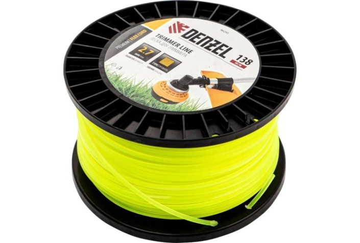Леска триммерная Denzel FLEX CORD квадрат, 2,7 м х 138 м. [96293]