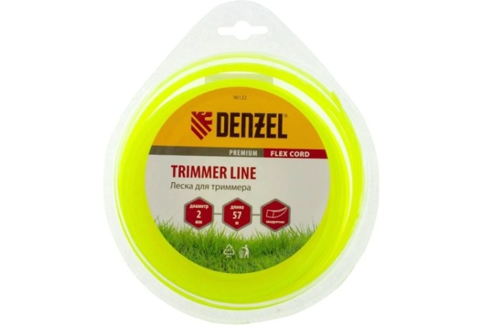 Леска триммерная Denzel FLEX CORD квадрат 2 мм х 57 м. [96122]