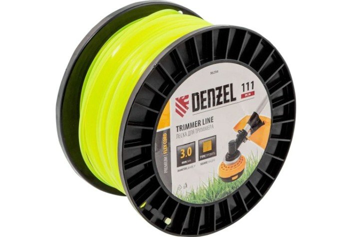 Леска триммерная Denzel FLEX CORD квадрат, 3,0 мм х 111 м. [96294]