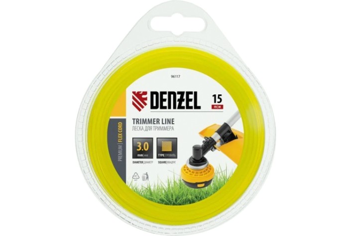 Леска триммерная Denzel FLEX CORD квадрат 3 мм х 15 м. [96117]