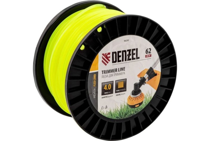 Леска триммерная Denzel FLEX CORD квадрат 4,0 мм х 62 м. [96295]