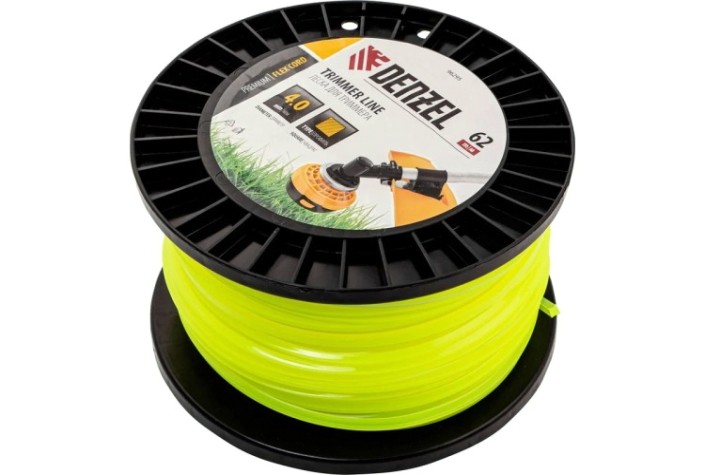 Леска триммерная Denzel FLEX CORD квадрат 4,0 мм х 62 м. [96295]