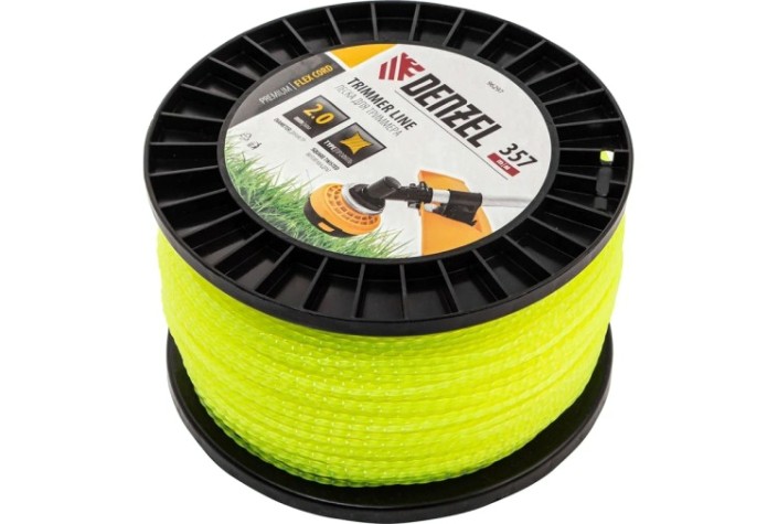 Леска триммерная Denzel FLEX CORD витой квадрат, 2,0 мм х 357 м. [96297]