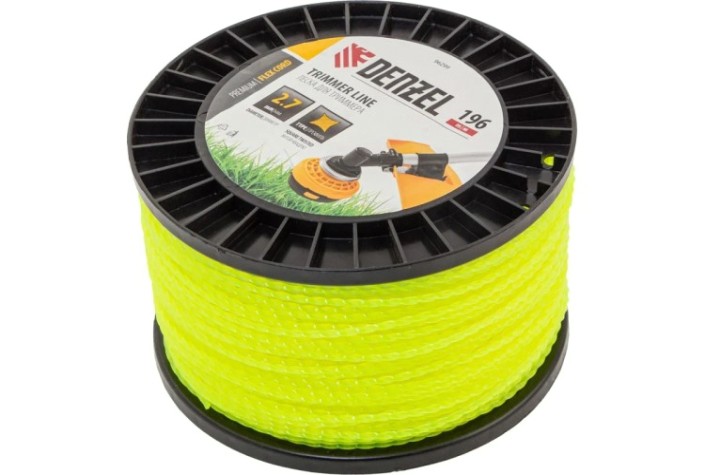 Леска триммерная Denzel FLEX CORD витой квадрат, 2,7 мм х 196 м. [96299]