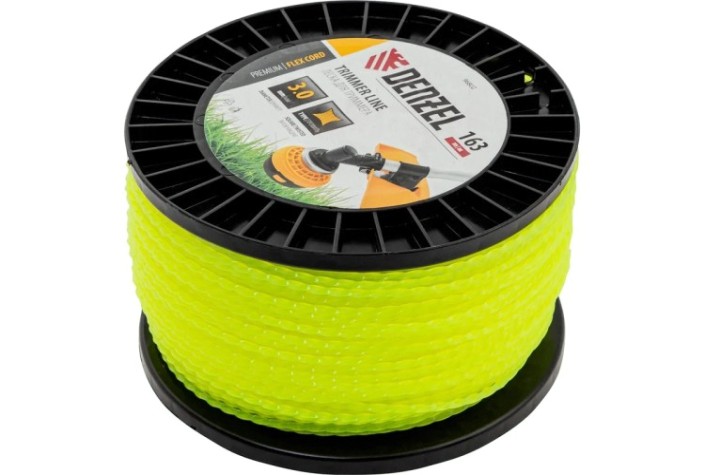 Леска триммерная Denzel FLEX CORD витой квадрат, 3,0 мм х163 м. [96802]
