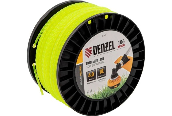 Леска триммерная Denzel FLEX CORD витой квадрат, 4,0 мм х 106 м. [96803]