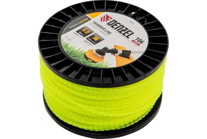 Леска триммерная Denzel FLEX CORD витой квадрат, 4,0 мм х 106 м. [96803]