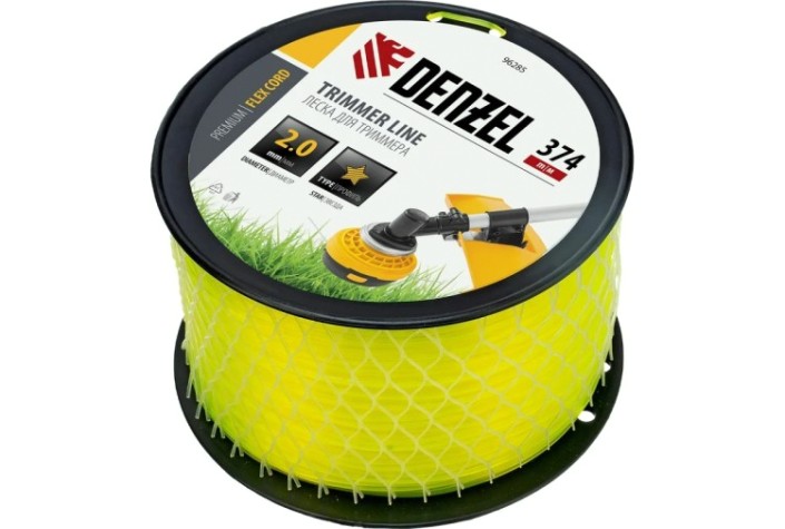 Леска триммерная Denzel FLEX CORD звезда, 2,0 мм х 374 м. [96285]