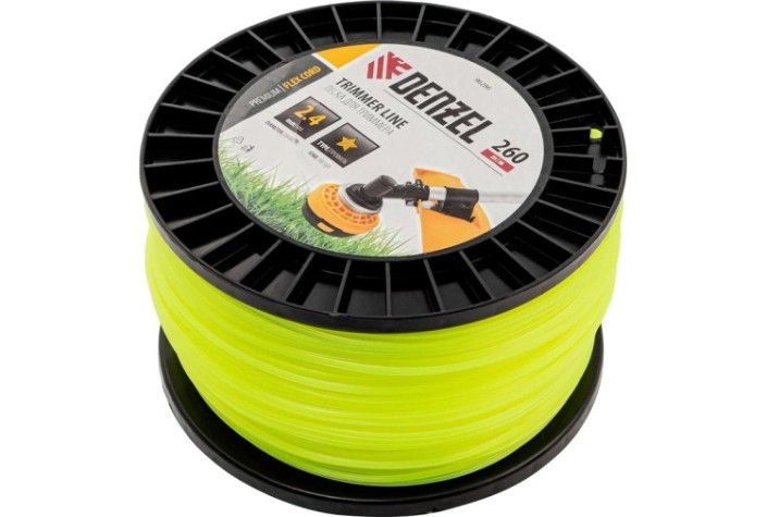 Леска триммерная Denzel FLEX CORD звезда, 2,4 мм х 260 м. [96286]