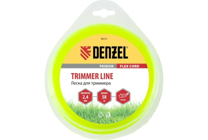 Леска триммерная Denzel FLEX CORD звезда 2,4 мм х 58 м. [96121]