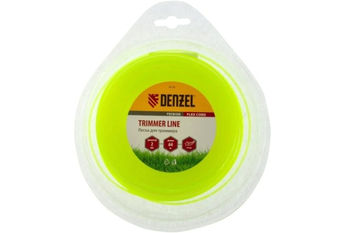 Леска триммерная Denzel FLEX CORD звезда 2 мм х 64 м. [96120]