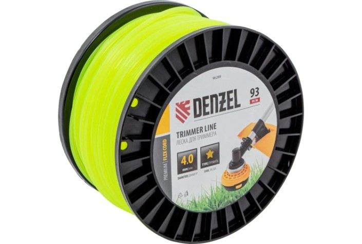 Леска триммерная Denzel FLEX CORD звезда, 4,0 мм х 93 м. [96289]