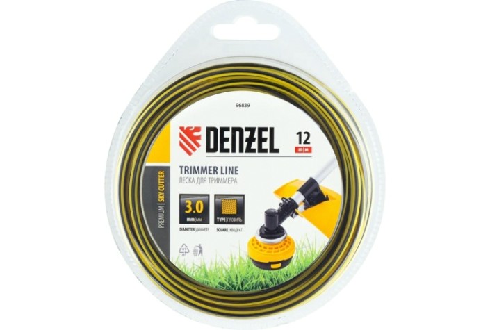 Леска триммерная Denzel SkyCutter двухкомпонентная квадратная, 3,0 мм х 12 м. [96839]